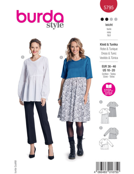 Molde de vestido e túnica - Burda 5795