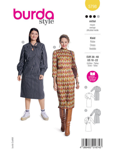 Molde de vestido - Burda 5798