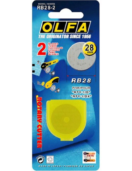 2 lâminas de reposição para cortador Olfa - 28 mm