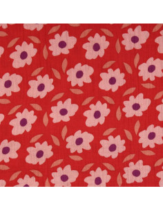 Tecido gaze dupla estampado - Floli vermelho e roxo 2