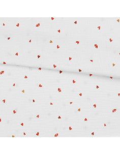 Tecido gaze dupla estampado - Coreo branco e vermelho