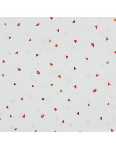Tecido gaze dupla estampado - Coreo branco e vermelho