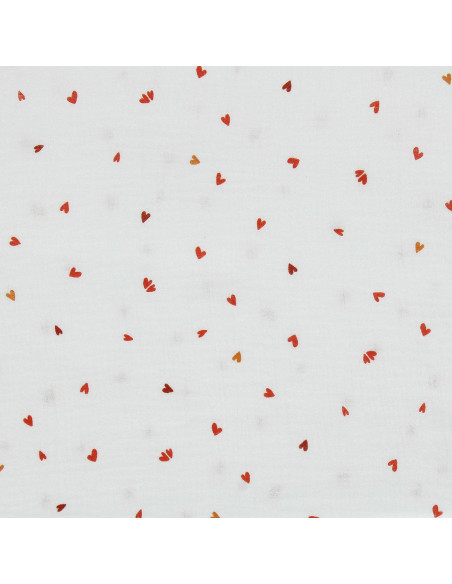Tecido gaze dupla estampado - Coreo branco e vermelho