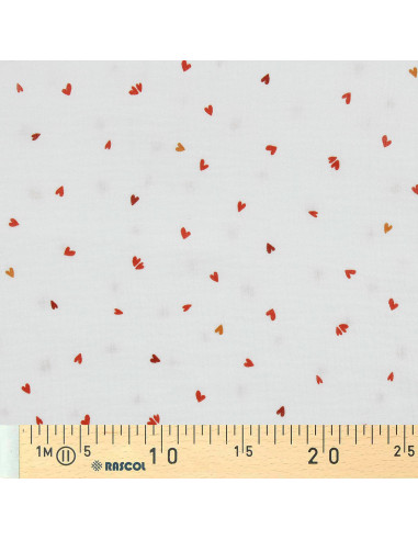 Tecido gaze dupla estampado - Coreo branco e vermelho