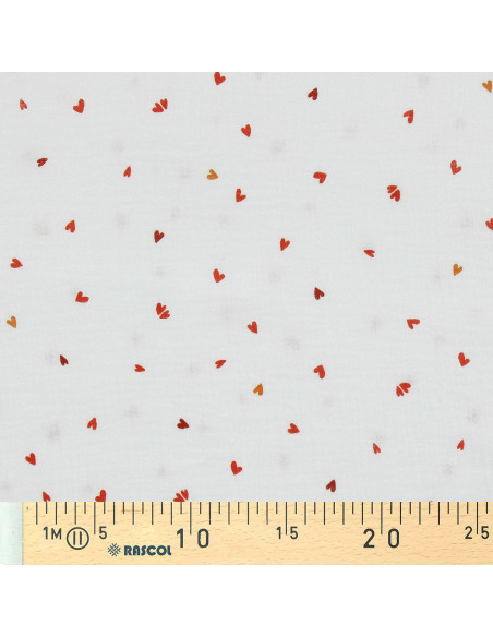 Tecido gaze dupla estampado - Coreo branco e vermelho