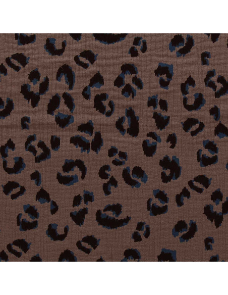 Tecido gaze dupla estampado - Favo taupe e preto