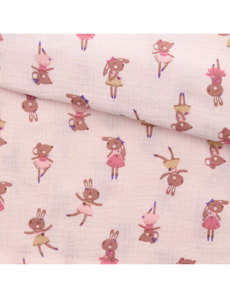 Tecido gaze dupla estampado - Fifi morganite