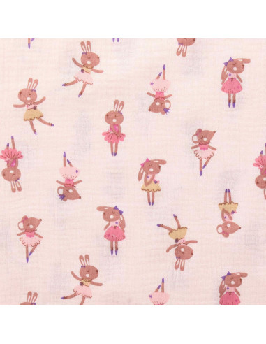 Tecido gaze dupla estampado - Fifi morganite