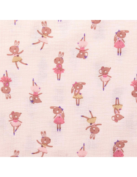 Tecido gaze dupla estampado - Fifi morganite