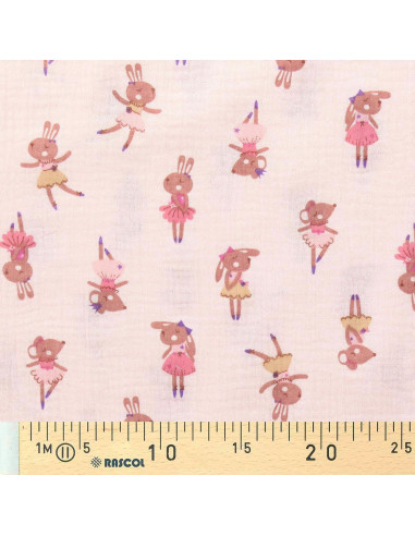 Tecido gaze dupla estampado - Fifi morganite