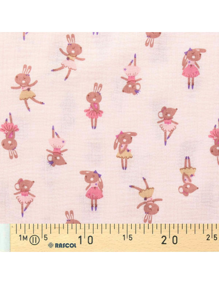 Tecido gaze dupla estampado - Fifi morganite