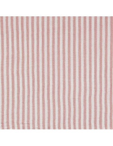 Tecido de gaze dupla canelada com riscas - Rosa velho e branco sujo