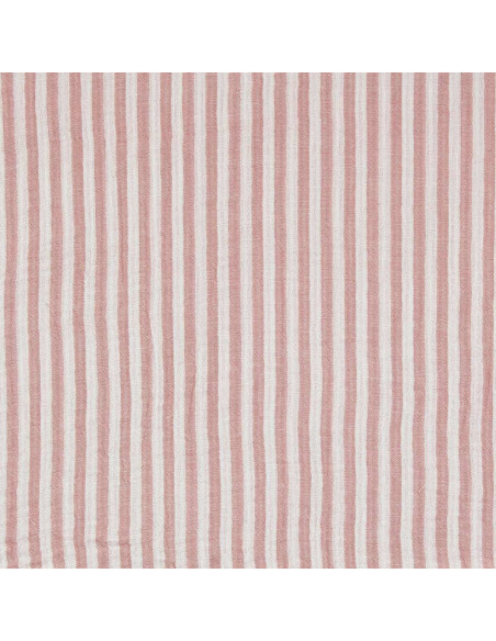 Tecido de gaze dupla canelada com riscas - Rosa velho e branco sujo