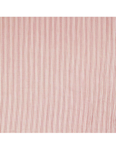 Tecido de gaze dupla canelada com riscas - Rosa velho e branco sujo