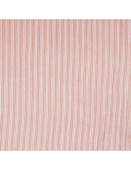 Tecido de gaze dupla canelada com riscas - Rosa velho e branco sujo