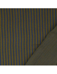 Tecido de gaze dupla frisada com riscas - Bronze e cobalto