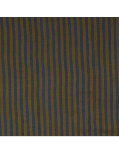 Tecido de gaze dupla frisada com riscas - Bronze e cobalto 2