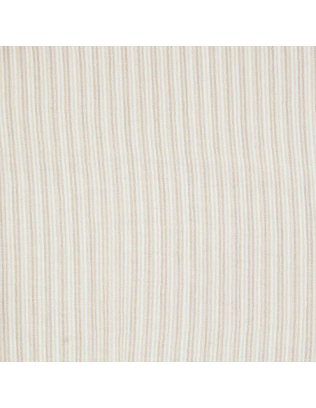 Tecido de gaze dupla canelada com riscas - Seixo e branco sujo