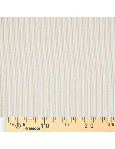 Tecido de gaze dupla canelada com riscas - Seixo e branco sujo