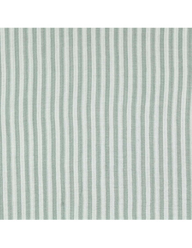 Tecido de gaze dupla frisada com riscas - Verde acinzentado e branco sujo