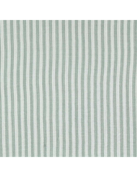 Tecido de gaze dupla frisada com riscas - Verde acinzentado e branco sujo