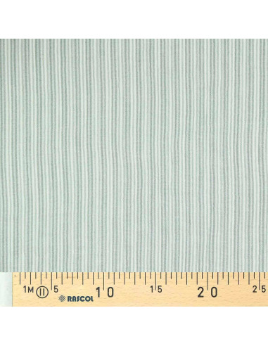 Tecido de gaze dupla frisada com riscas - Verde acinzentado e branco sujo