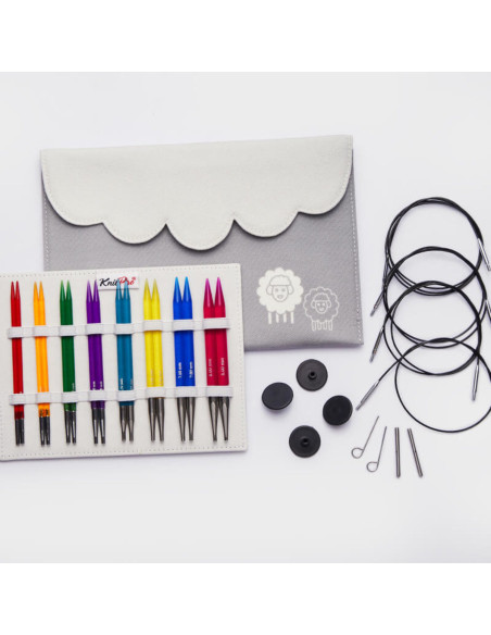 Conjunto de agulhas de tricô circulares KnitPro Deluxe Spectra