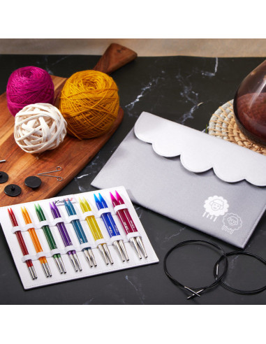 Conjunto de agulhas de tricô circulares KnitPro Deluxe Spectra