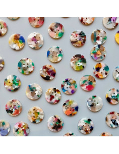 Pacote de 10 botões em biorresina 20 mm 4 furos - Painterly 2