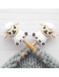 Tampões de malha para agulhas de tricô - Ovelha branca pequena