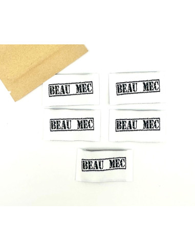 Conjunto de 5 etiquetas tecidas para costurar Beau mec