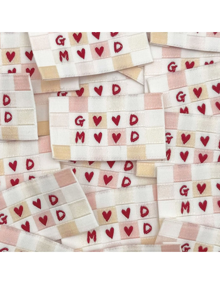 Conjunto de 5 etiquetas tecidas para costurar Good Mood
