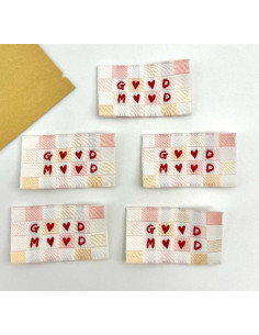 Conjunto de 5 etiquetas tecidas para costurar Good Mood 2