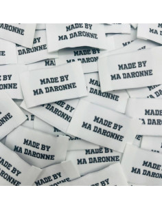 Conjunto de 5 etiquetas tecidas para costurar Made By Ma Daronne - Branco e preto