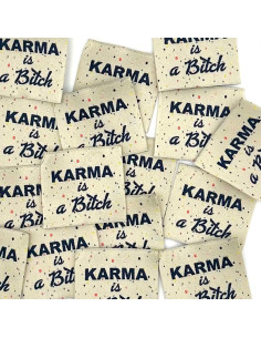 Conjunto de 5 etiquetas tecidas para costurar Karma is a bitch
