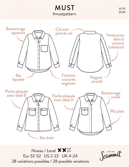 Padrão de camisa Must - Atelier Scämmit