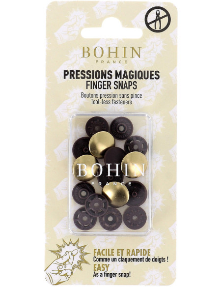 Botões de pressão mágicos sem alicate 14 mm - Acabamento em metal dourado