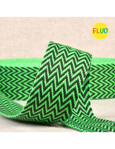 Correia de espinha de peixe - Verde fluorescente e preto