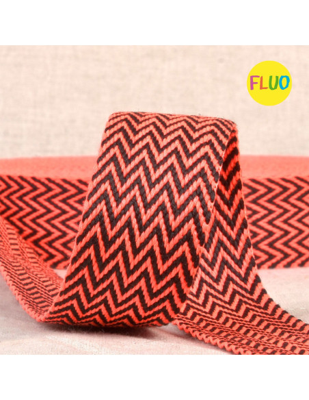 Correia de espinha de peixe - Rosa fluorescente e preto