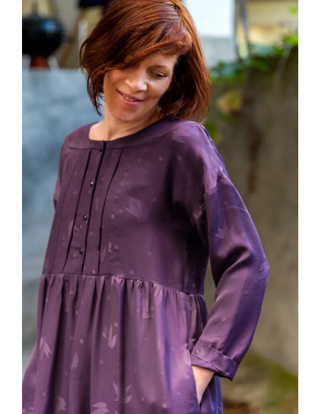 Tecido jacquard de viscose Streli Violeta - Églantine & Zoé