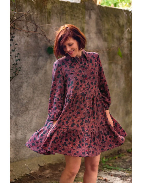 Tecido popeline de viscose Punti Azul Tinta - Églantine & Zoé