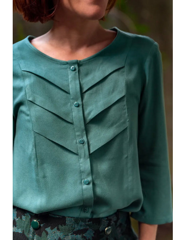 Tecido crepe de viscose Verde Eucalipto - Églantine & Zoé