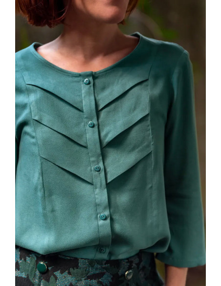 Tecido crepe de viscose Verde Eucalipto - Églantine & Zoé