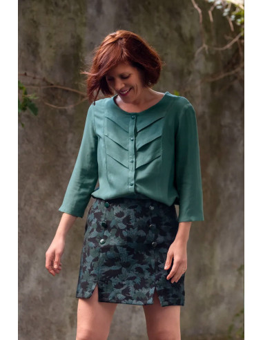 Tecido crepe de viscose Verde Eucalipto - Églantine & Zoé