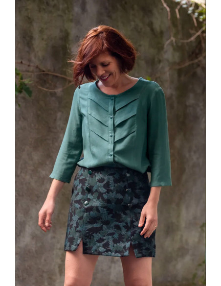 Tecido crepe de viscose Verde Eucalipto - Églantine & Zoé