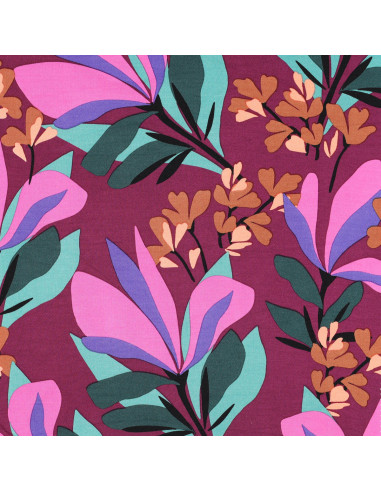 Tecido viscose stretch Nerida Hansen - Jardim de primavera malva