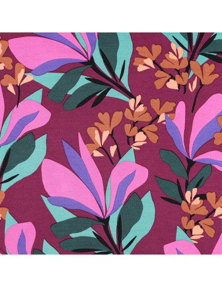 Tecido viscose stretch Nerida Hansen - Jardim de primavera malva