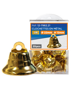 Conjunto de 25 sinos de metal - Ouro