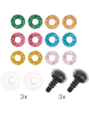 Olhos de segurança 6 cores Ricorumi 9 mm - 3 pares