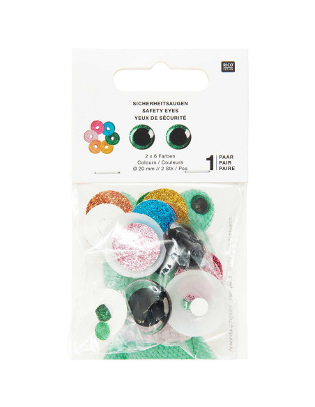 Olhos de segurança 6 cores Ricorumi 20 mm - 1 par